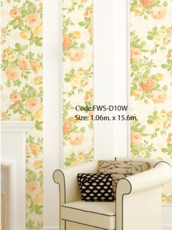 วอลเปเปอร์ลายดอกไม้ พื้นหลังลายผ้าสีขาวมุก FWS-D10W