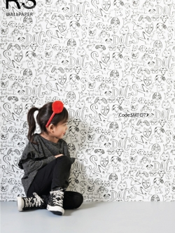 วอลเปเปอร์ลายตัวหนังสือมีสัตว์ต่างๆด้วย SMT-D73