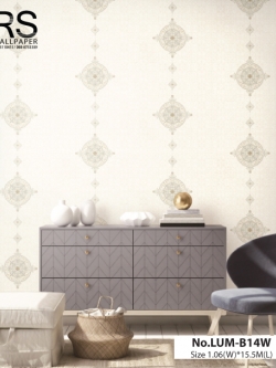 วอลเปเปอร์ วินเทจ ลายโคมไฟ พื้นสีขาว No.LUM-B14W