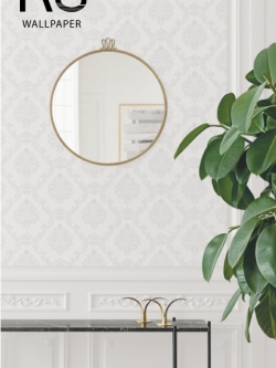 วอลเปเปอร์ลายหลุยส์สีขาวมุกพื้นสีขาว FCO-D40W