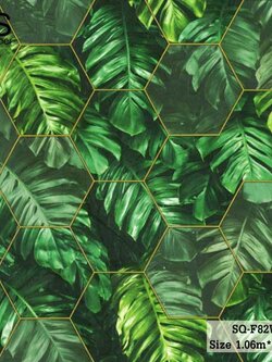 วอลเปเปอร์ ลายใบไม้ ตัดเส้นสีทอง SQ-F82W