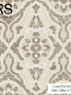 วอลเปเปอร์ลายหลุยส์สีน้ำตาลทองพื้นสีน้ำตาลอ่อน FCO-D31W