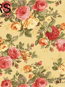 วอลเปเปอร์ลายดอกไม้ พื้นหลังลายผ้าสีเหลืองทอง FWS-D05W