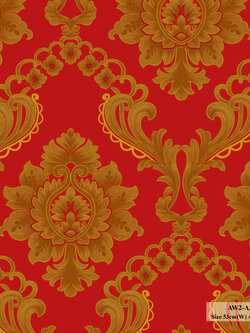 วอลเปเปอร์ลายหลุยส์คลาสสิค สีทอง พื้นสีแดง AW2-A27