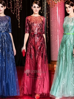 T030 **พรีออเดอร์เดรสชุดเลื่อมสีแดง สีเขียวมิ้นต์ สีน้ำเงิน สีทอง และสีดำ**ชุดราตรียาวเลื่อมทั้งชุด แขนสั้น เล่นดีเทลซีทรูช่วงอกและแขน แต่งเลื่อมไม้ลายกิ่งไม้ พร้อมเข็มขัดเข้ารูปช่วงเอว กระโปรงทรงปล่อย สวยงามหรูหราไฮโซมากๆ ค่ะ