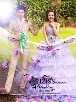 PW253 **พรีออเดอร์**ชุดคู่ถ่ายพรีเวดดิ้ง (prewedding dress) & ชุดแต่งงานแฟนซี (Fancy wedding dress)ชายหญิง "ธีมสีม่วงน้ำตาล"