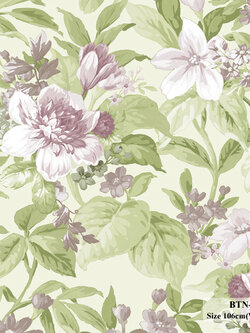 วอลเปเปอร์ลายดอกไม้ สีม่วงพื้นสีเขียวอ่อน BTN-C12W