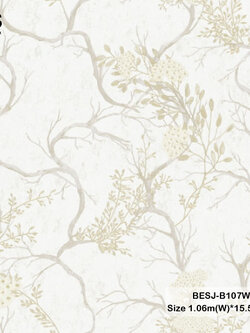 วอลเปเปอร์ลายดอกไม้วินเทจสีครีมทอง BESJ-B107W