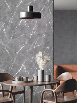 วอลเปเปอร์ลายหินอ่อน สีเทาดำแทรกเส้นสีเงินขาว EPI-F15W