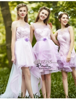 ฺBM0122 - พรีออเดอร์ ชุดเพื่อนเจ้าสาวราตรีสั้นธีมสีม่วง น่ารักมากๆค่ะ