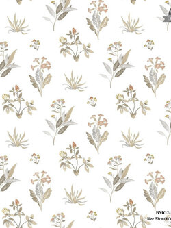 วอลเปเปอร์ลายดอกไม้ โทนสีน้ำตาลทอง พื้นสีขาว BMG2-B30