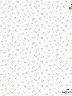 วอลเปเปอร์ลายดอกไม้เล็กๆ สีเหลืองทอง พื้นสีขาว BMG2-B50