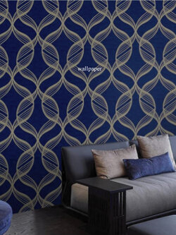 วอลเปเปอร์สไตล์โมเดิร์น ลายเลื้อย โทนสีน้ำเงิน GAN-D06