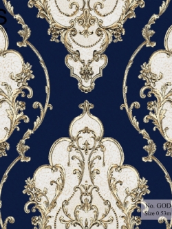 วอลเปเปอร์ วินเทจ สีน้ำเงิน-เงิน No.GOD-S55