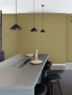 วอลเปเปอร์ลายด้ายเล็กเย็บเป็นแนวตั้งสีชาเขียวพื้นโทนสีเขียว ST3-C39W