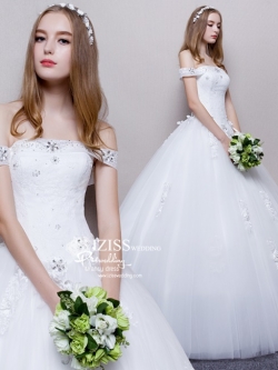 BR218 **พรีออเดอร์**ชุดแต่งงาน&ชุดเจ้าสาวแบบยาวสีขาวเกรดพรีเมี่ยม หรูหราน่ารัก สวยโดดเด่นไม่ซ้ำใคร สวยงามดุจเจ้าหญิง