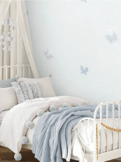 วอลเปเปอร์ลายผีเสื้อพื้นสีฟ้าอ่อน OBJ-F57W