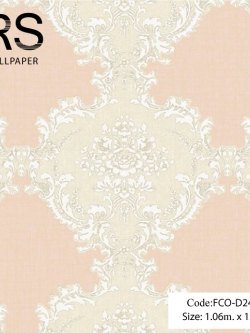 วอลเปเปอร์ลายหลุยส์โทนขาวพื้นสีโรสโกลด์ FCO-D24W
