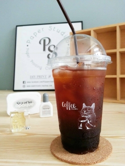 ตรายางปั๊มแก้วกาแฟ ปั๊มพลาสติก - ขนาด 5x5 cm