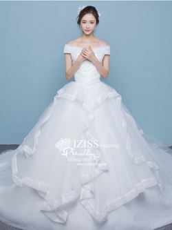 BR223 **พรีออเดอร์**ชุดแต่งงาน&ชุดเจ้าสาวแบบยาวสีขาวเกรดพรีเมี่ยม หรูหราน่ารัก สวยโดดเด่นไม่ซ้ำใคร สวยงามดุจเจ้าหญิง