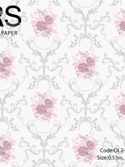 วอลเปเปอร์ลายหลุยส์ดอกไม้โทนสีม่วง OL2-B86