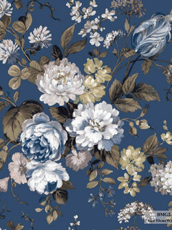 วอลเปเปอร์ลายดอกไม้ พื้นสีน้ำเงิน BMG2-B29