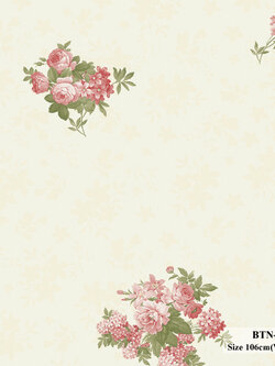 วอลเปเปอร์ลายดอกไม้ สีชมพูพื้นสีครีม BTN-C14W