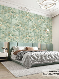 วอลเปเปอร์ลายดอกไม้สีเขียว POM-F98W