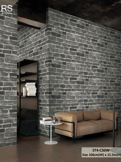 วอลเปเปอร์ลายอิฐ สีเทาเข้ม ST4-C30W