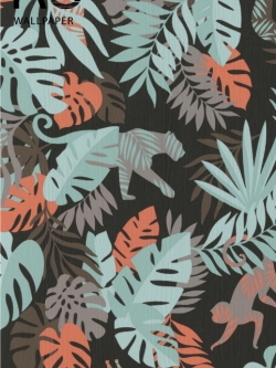 วอลเปเปอร์ลายใบไม้มีสัตว์อยู่ด้วย (Tropical style) SMT-D76