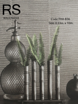 วอลเปเปอร์ลายปูนคอนกรีตสีน้ำตาลเข้มแกมเทาเข้มเป็นทางตั้งช่องห่าง 9.7 ซ.ม. THA-B36