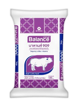 BALANCE FEED อาหารวัวรุ่น บาลานส์ 909 อาหารโคขุนอายุ 6 เดือน - ส่งตลาด บรรจุ 30 กก. 12%