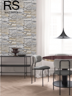 วอลเปเปอร์ลายกองหนังสือสีคุมโทนดำขาวเหลือง FCO-D60W