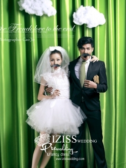 PW197 - Pre order ชุดคู่ถ่ายพรีเวดดิ้ง (prewedding dress) & ชุดแต่งงานแฟนซี (Fancy wedding dress)ชายหญิง "ธีมสีขาว-ดำ"