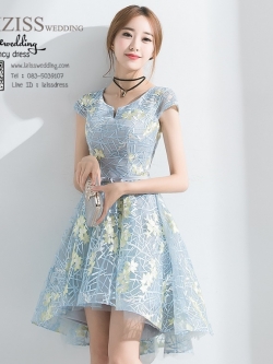 DS033 - **Pre order** ชุดราตรี เดรสสั้นออกงาน (short dresses) ชุดไปงานแต่งงานสวยๆ "ธีมสีฟ้า"
