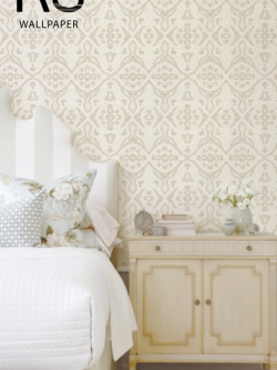 วอลเปเปอร์ลายหลุยส์สีน้ำตาลเงาพื้นสีน้ำตาลครีมอ่อน FCO-D34W