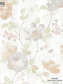วอลเปเปอร์ลายดอกไม้หลากสี พื้นครีม VDI2-B13