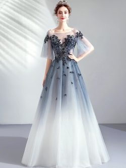 DL084 **พรีออเดอร์** ชุดออกงานสีกรม ชุดราตรี เดรสยาวออกงาน (Night party dresses) ชุดไปงานแต่งงานสวยๆ "ธีมสีกรม"