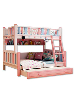 เตียง2 ชั้น รุ่น premier สีชมพู ขนาด 5 ฟุต (ไม่รวมสไลด์เดอร์และบันได)