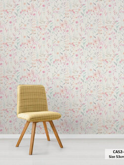 วอลเปเปอร์ลายภาพวาดดอกไม้ โทนสีชมพูม่วงโอรส CAS2-D18