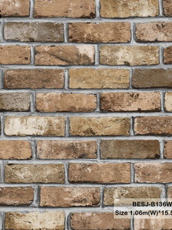 วอลเปเปอร์ลายอิฐ น้ำตาล BESJ-B136W