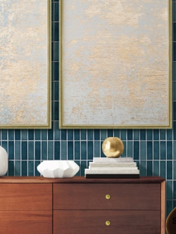 วอลเปเปอร์ลายกระเบื้อง แนวตั้ง ยาแนวขาว สีเขียวน้ำเงิน(เงา) WT-D52W