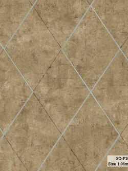 วอลเปเปอร์ลายปูนเปลือยสีน้ำตาลทอง ใส่เส้นตัดขอบสีเงิน SQ-F16W