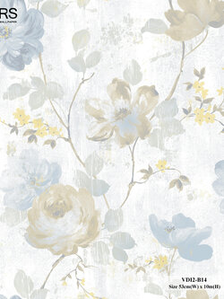วอลเปเปอร์ลายดอกไม้หลากสี พื้นเทาอ่อน VDI2-B14