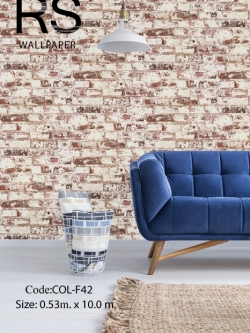 วอลเปเปอร์ลายลักษณะปูนขาวลอกออกจากอิฐสีส้ม COL-F43