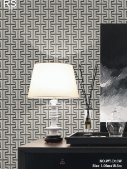 วอลเปเปอร์ เท็กเจอร์ผ้าไหมทอ ลายซิกแซก พื้นขาว ลายเส้นเล็กๆสีดำ WT-D10W