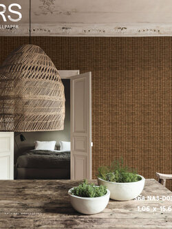 วอลเปเปอร์ลายตะกร้าหวายสีธรรมชาติ สีน้ำตาลเข้ม NA3-D03W