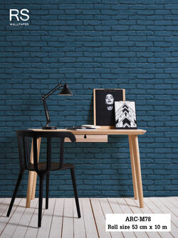 วอลเปเปอร์ ลายอิฐสีฟ้าอมเขียว ARC-M78