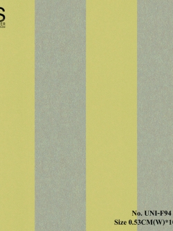 วอลเปเปอร์ติดผนัง ลายทางสีทองอมเขียวสลับสีเขียวอ่อน No.UNI-F94