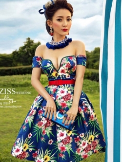 PW464- **พรีออเดอร์**ชุดแต่งงานแฟนซี ชุดเดรสสั้นสีน้ำเงิน ชุดถ่ายพรีเวดดิ้ง (prewedding dress) & ชุดแต่งงานแฟนซี (Fancy wedding dress) "ธีมสีน้ำเงิน"